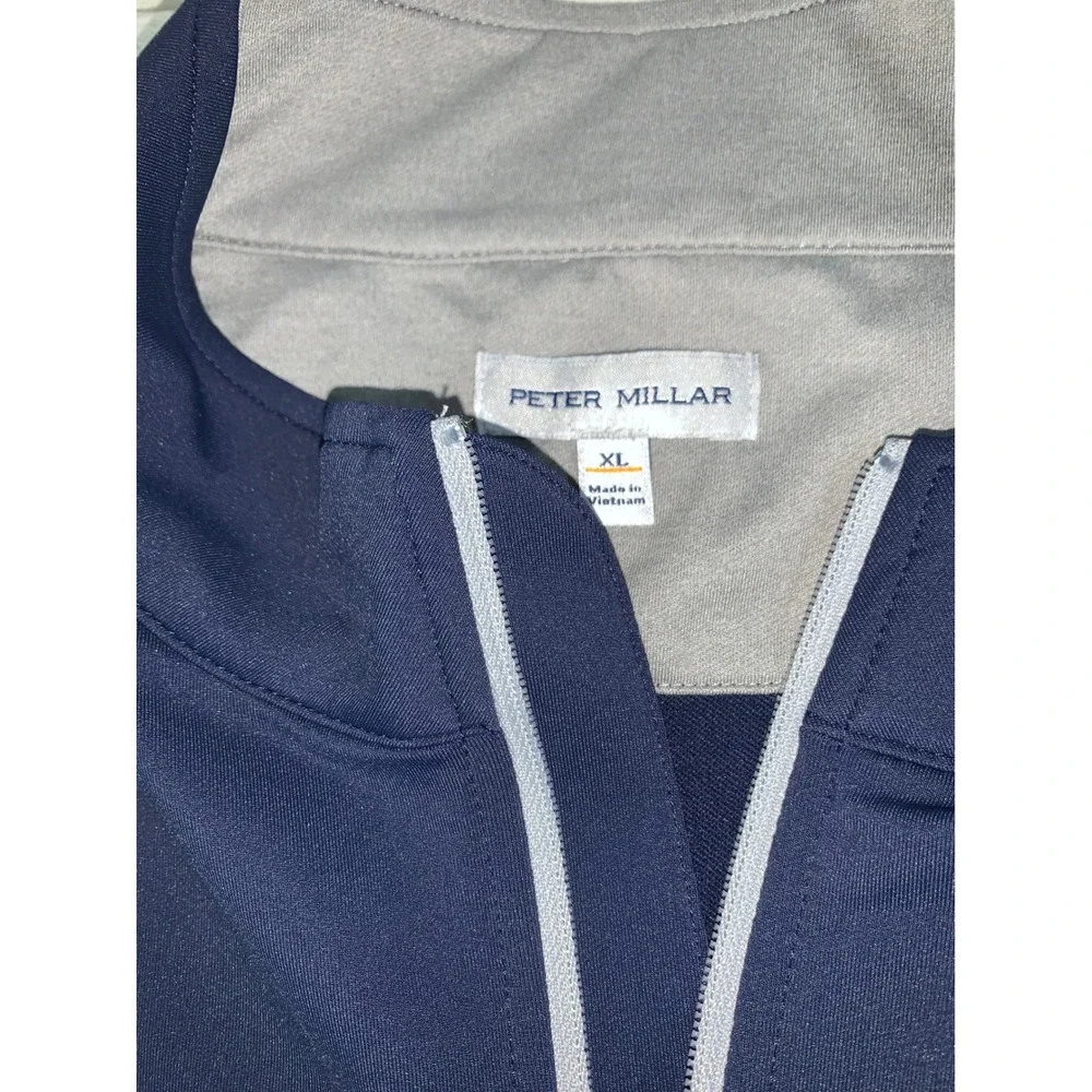 Peter Millar Mens XL 123rd US Open LACC 1/4 Zip Pullover Navy Blue Golf Sweater